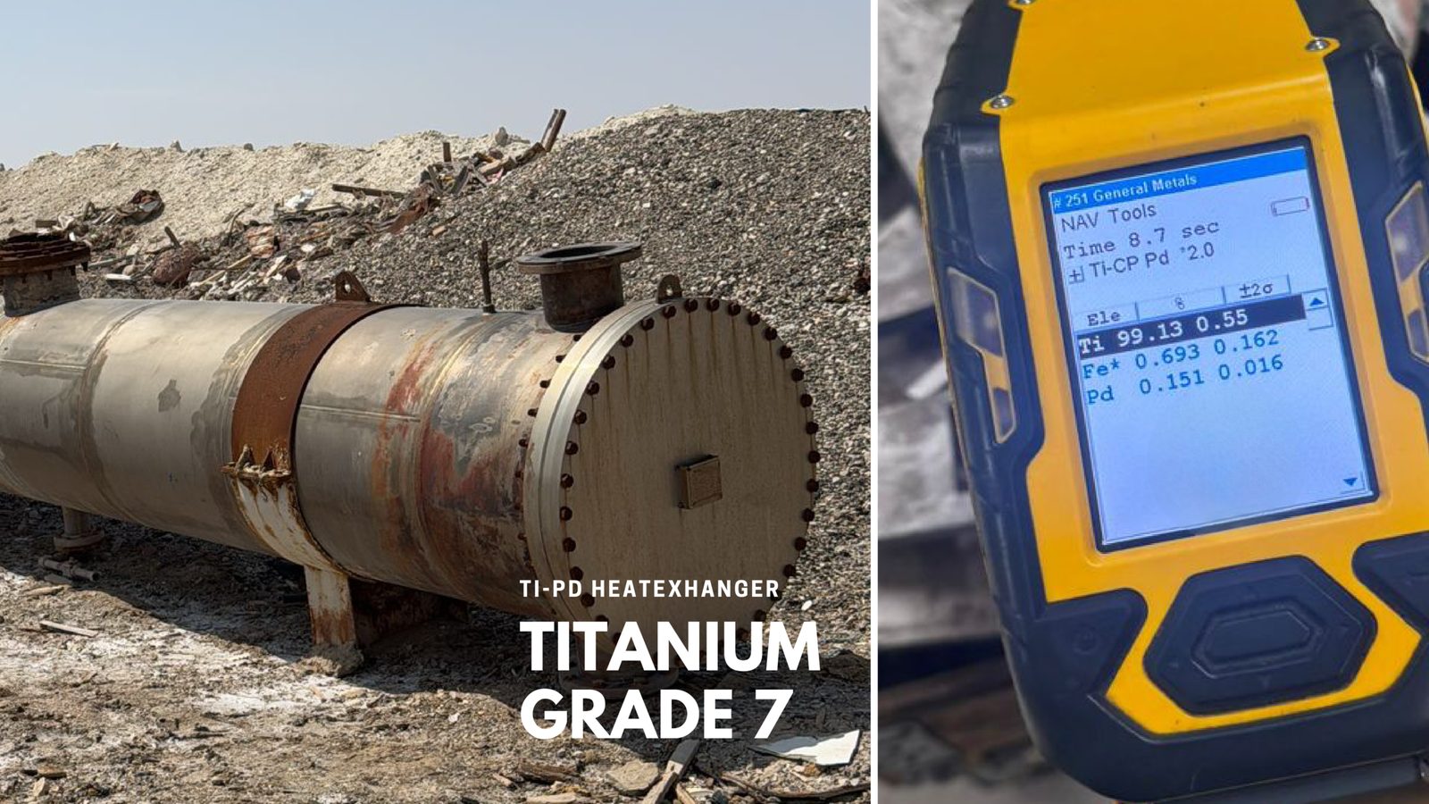 Ti-Pd heat exchanger, Titanium Grade 7, field recovery
